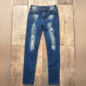 Shein Boys Adjustable Dark Wash Distressed Blue Jeans Size 11-12